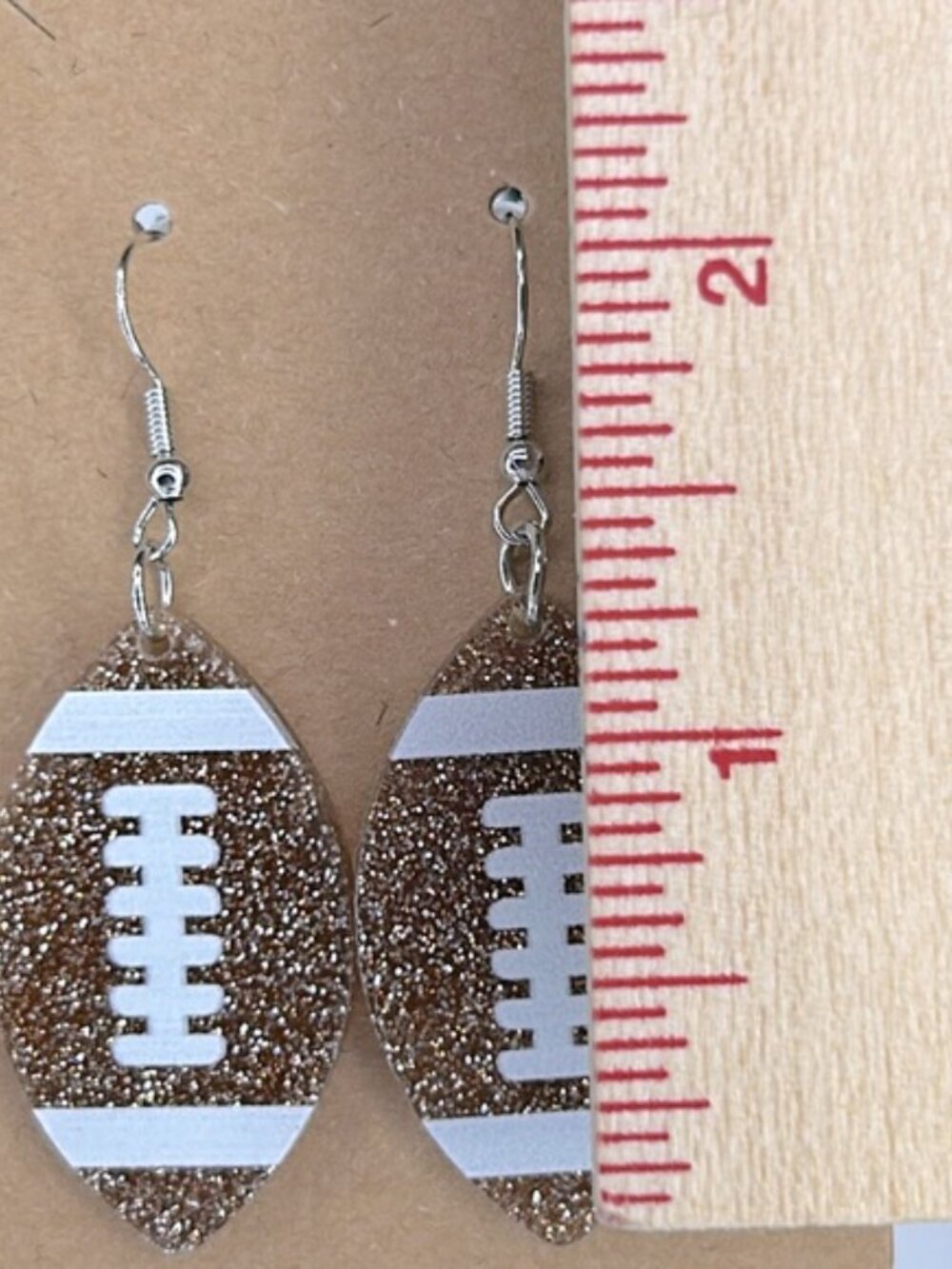 Acrylic Football Dangle Earrings Fashion Jewelry - Picture 2 of 3
